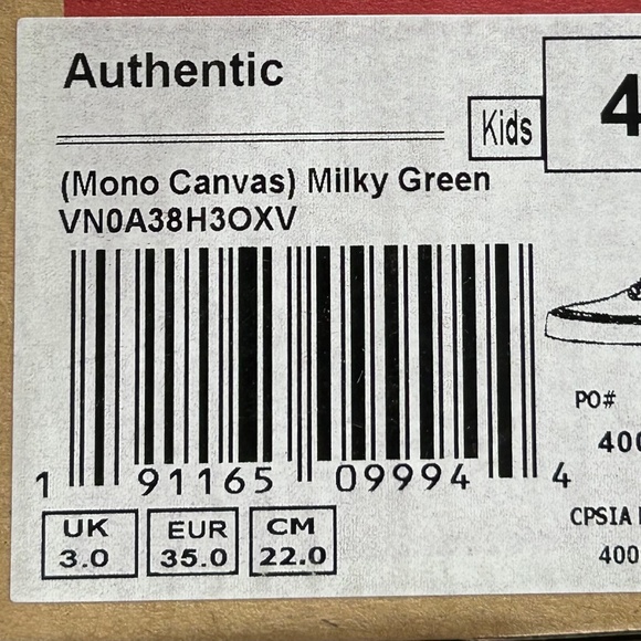Vans Authentic Mono Canvas Milky‎ Green Shoes - Picture 9 of 9
